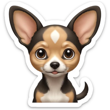 Full White and black Chihuahua - tiny, skinny and big ears sticker