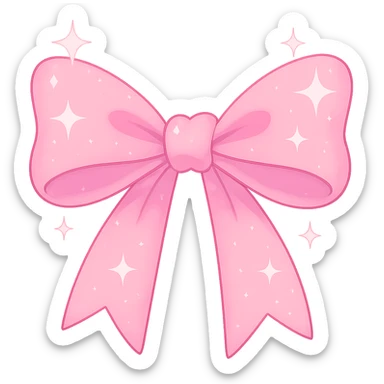 Remove any shadow from the image. Keep the kpop pink ribbon bow with sparkles. Make it cute and trendy with a transparent background. sticker