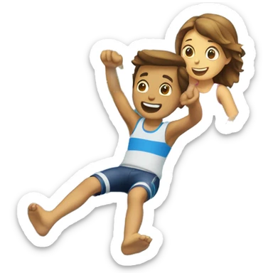 water slide with boy  and girl  sticker