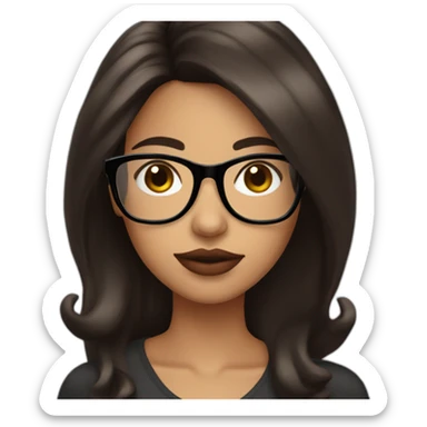 latina with glasses and dark brown straight hair with big lips sticker