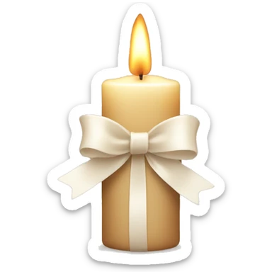 Beige candle with white bow  sticker
