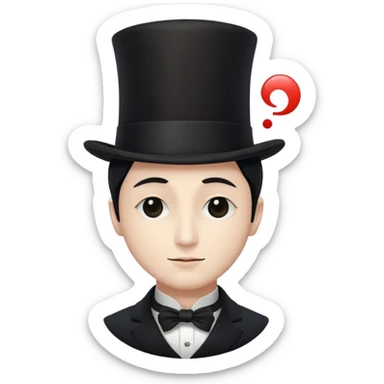 a french magician with a yin yang face and a closed eye type, and a top hat sticker