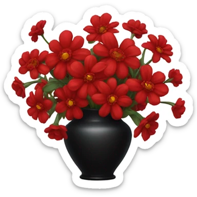 Black vase with red flowers sticker
