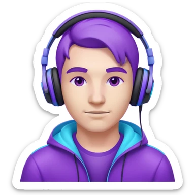 Gamer wearing headphones on a purple neon arena sticker