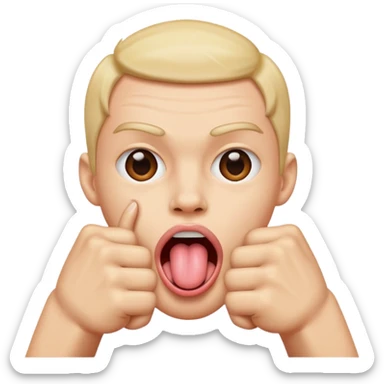 Tongue out face with two fists making a tube shape sticker