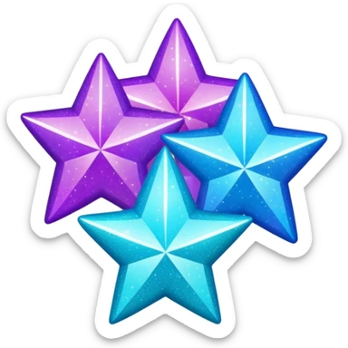 glitter purple and cian 3 stars  sticker