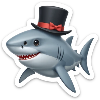 Shark with a top hat sticker