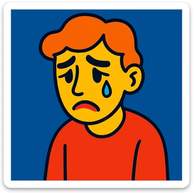 A person with a sad expression, looking lonely sticker