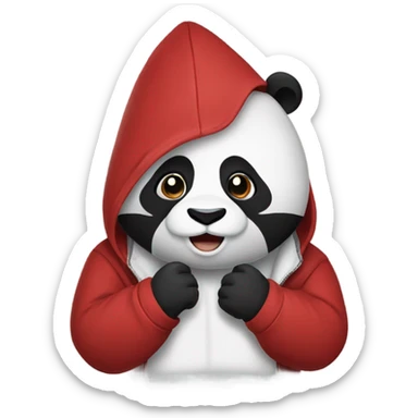 panda wearing a crimson hoodie sticker
