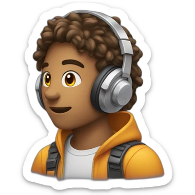 Gamer is wearing a headphones and playing games sticker