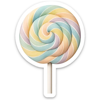 Change the lollipop to a pastel rainbow swirl in a realistic style, keep the background transparent. sticker