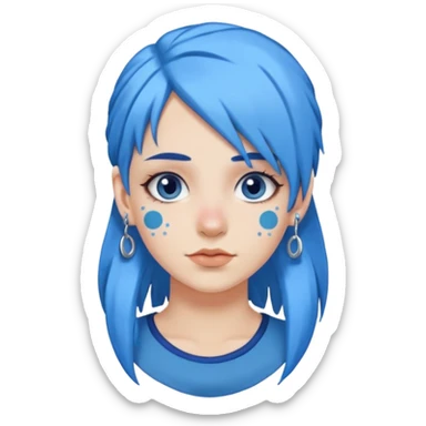 White girl with blue hair and piercings  sticker