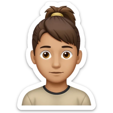 boy with ponytail sticker