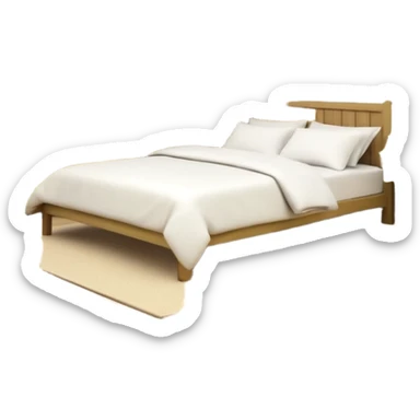 Olive green walls, wooden bed with white bedding, plants on shelves, wooden closet sticker