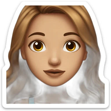 Beautiful girl with volume long brown hair and birthmark on the left side sticker