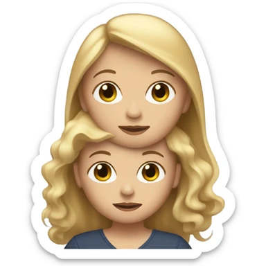 Brown hair woman with blonde hair baby boy sticker