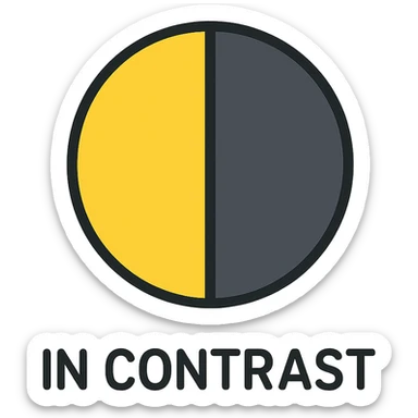 icon representing the phrase 'in contrast' visually showing difference sticker