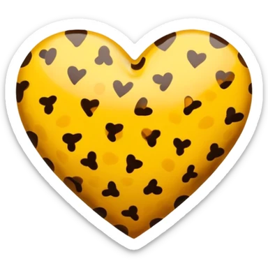 yellow heart with brown cheetah print inside sticker