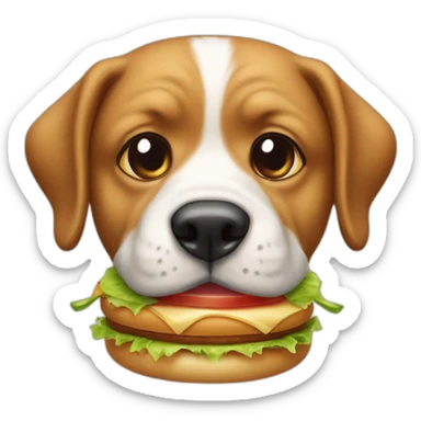 Un chien mangeant un hamburger sticker
