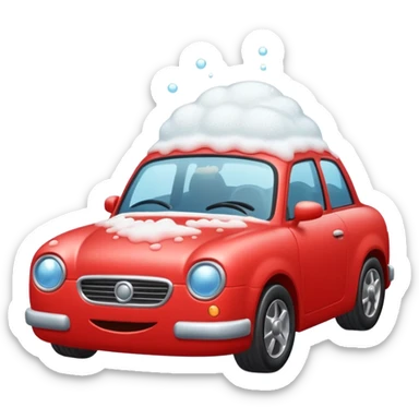 car wash with foam red car sticker