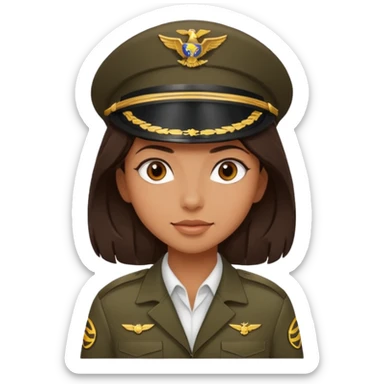 Pilot girl with a dark brown hair sticker