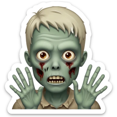 suprised zombie, hands on cheeks sticker