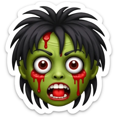 emoji de garota zumbi de cabelo preto e MINI franja sticker