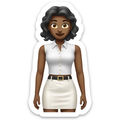 White High waisted leather skirt isolated sticker