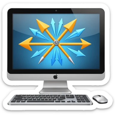 computer with arrows coming to it sticker