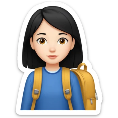 girl with black hair arriving to school on time sticker