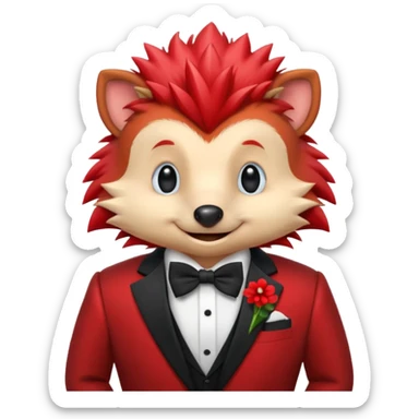  red hedgehog groom suit sticker