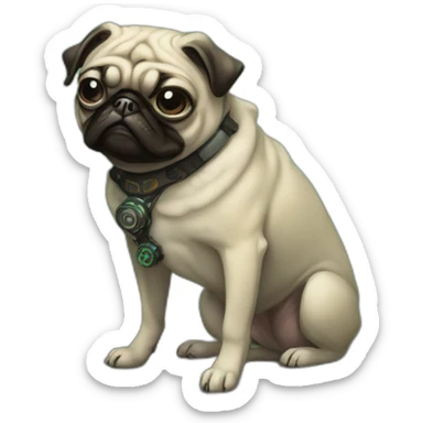 A cyberpunk pug in Art Nouveau style during 1910 sticker