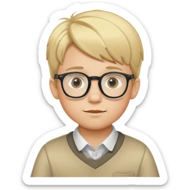 little blonde haired boy with glasses sticker