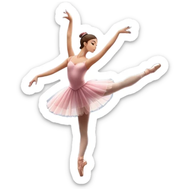 Icon for Ballet: silhouette of a ballerina in an elegant pose on a theater stage, surrounded by spotlight and stage lights. The icon should convey the grace and beauty of ballet, with focus on the dancer and the dramatic lighting. Transparent background. sticker