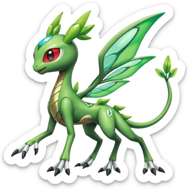 Meloetta-Flygon-Scyther-Celebi-Zygarde-Electrike-Fakémon-fusion, full body sticker