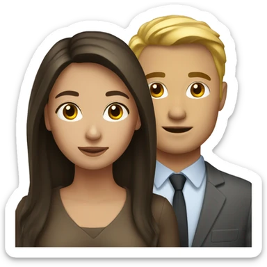 Brunette woman with blonde man sticker