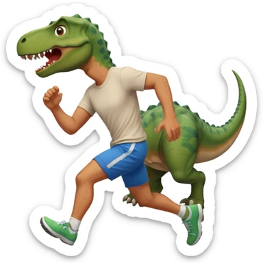 Dude running away from dinosaur sticker