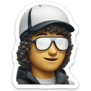 Un garçon blanc qui porte das lunettes de ski, il a les cheveux noirs, un survetement de lacoste et une casquette nike sticker