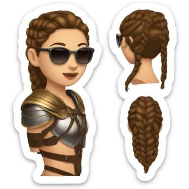 Girl gladiator with French braids, brown hair and sunglasses sticker