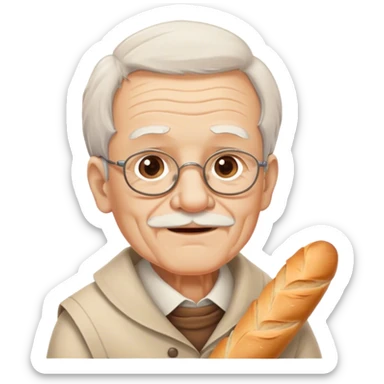 old man with baguette sticker
