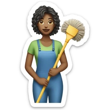 woman with mop sticker