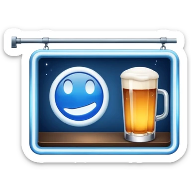 a blue sign on a nighttime bar sticker