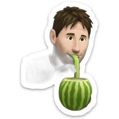 messi drinking yerba mate from a yerba mate gourd with a straw sticker