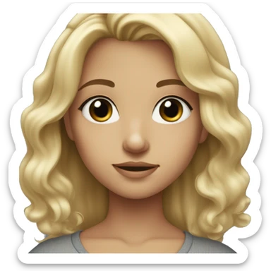 Girl with blonde slight wavy hair and gray blueish eyes  sticker