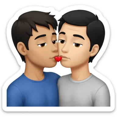 Naked adult male darki hair kissing black adult male, full view on top of each other  sticker