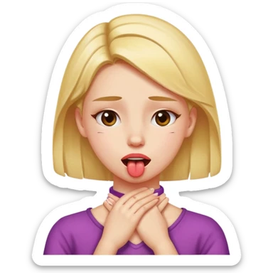 girl with hands crossed on her neck squinting her eyes with her tounge out sticker