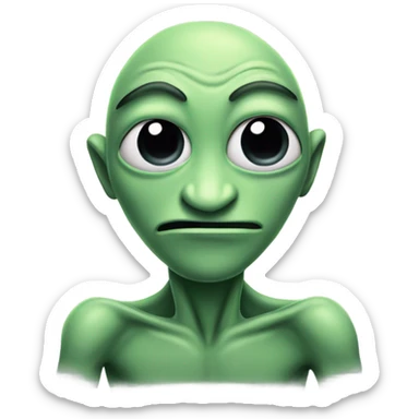 Ugly alien making poker face  sticker