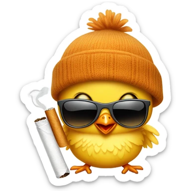 Baby chick with sunglasses and a beanie smokkin sticker