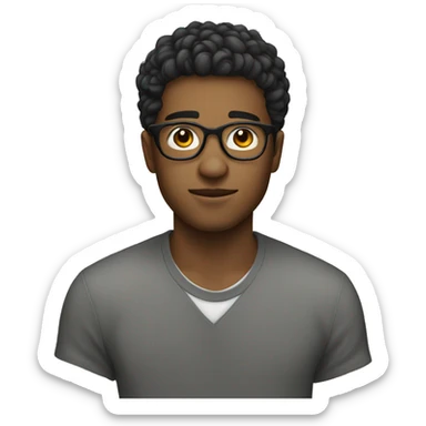 a man 20 years old with glasses and small hair sticker