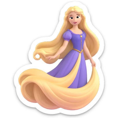 Disney Princess Rapunzel with extremely long flowing blonde hair sticker